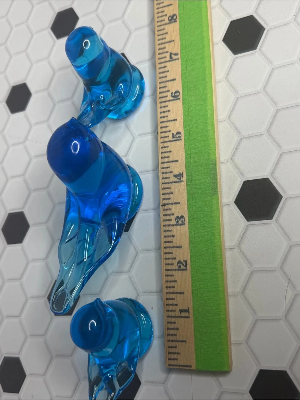 Vintage Happy Little Blues Blue Glass Bird Figurines Set of 3
